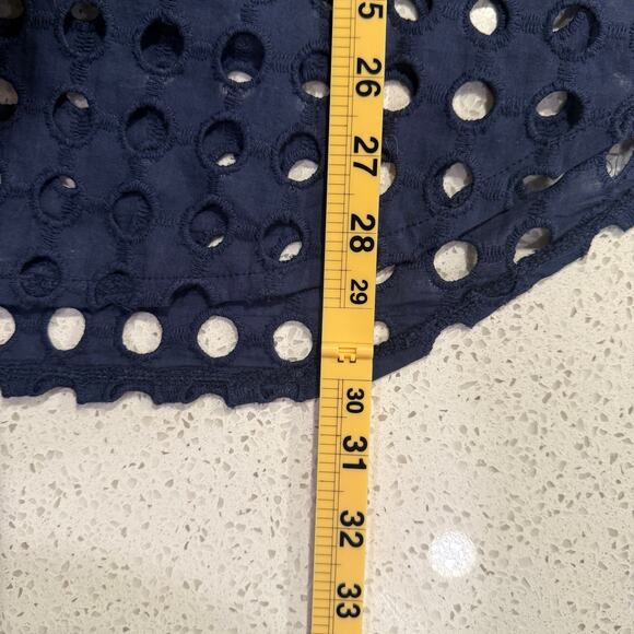 ADIVA Navy Blue Eyelet Holes Button Down Oversized Boho Beach Cover Up Top Large - Picture 7 of 7